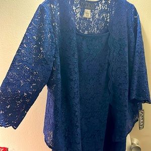 Alex Evenings 12 Petite Navy Dress and Jacket Set